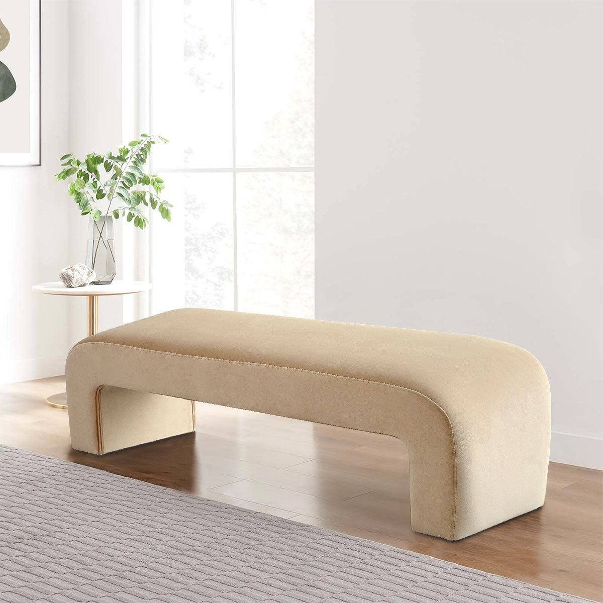 Floranda 60" Fully Velvet Upholstered Waterfall Entryway Bedroom Bench By Mercer41