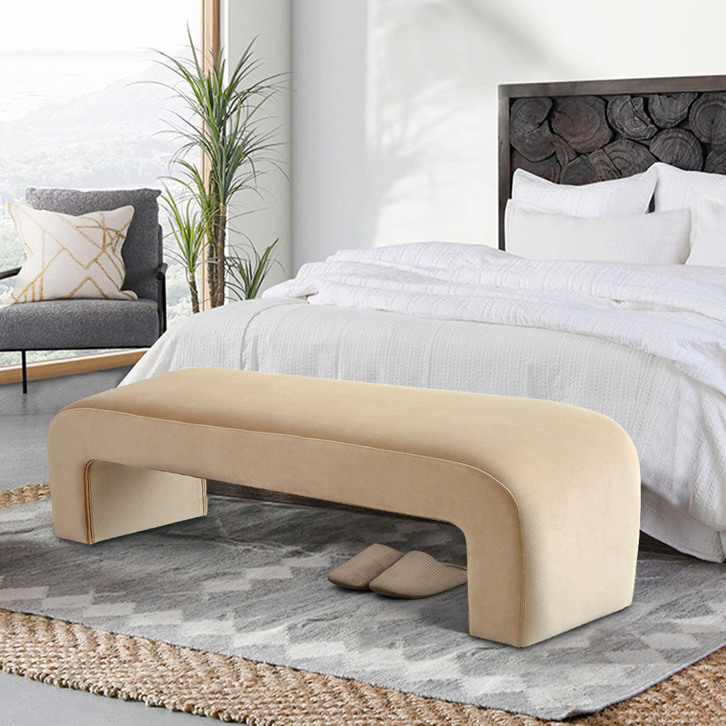 Floranda 60" Fully Velvet Upholstered Waterfall Entryway Bedroom Bench By Mercer41