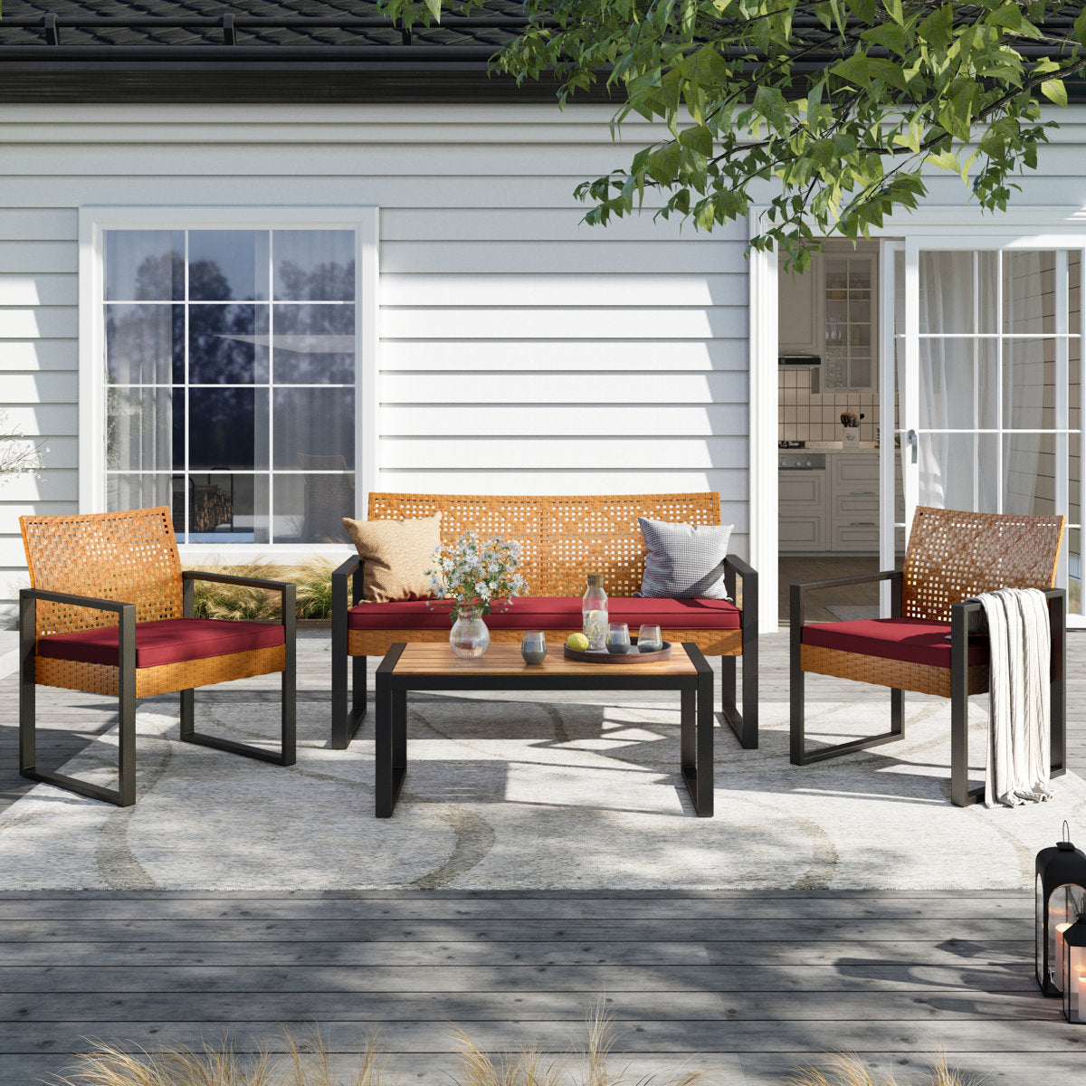 Armantine Darb Stylish 4-Person Wicker Patio Set
By Lark Manor™