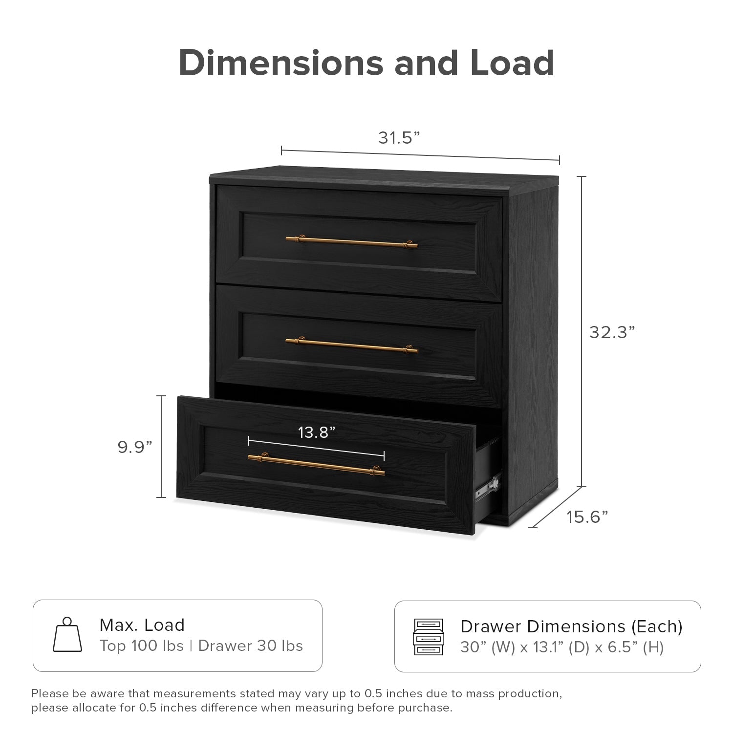 Black Oak
Blake 3 Drawer Dresser, Black Oak