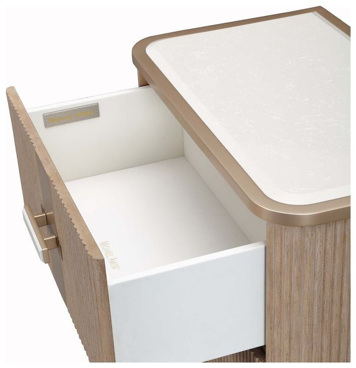 West Kensington Sea Salt Caramel 2 Drawer Nightstand By Michael Amini