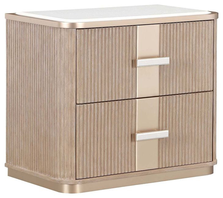West Kensington Sea Salt Caramel 2 Drawer Nightstand By Michael Amini