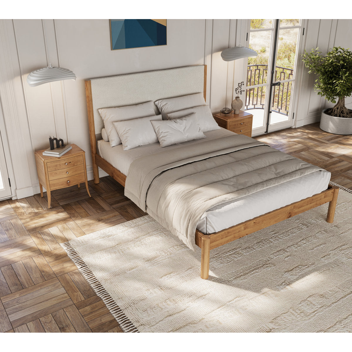 Ardin Solid Wood Queen Bed Frame With Cream Boucle Upholstered Headboard
By Ebern Designs