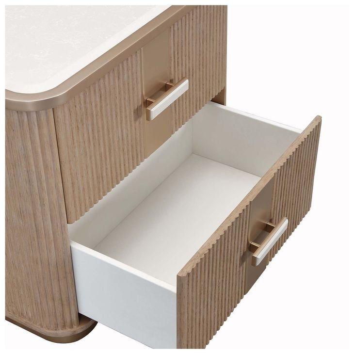 West Kensington Sea Salt Caramel 2 Drawer Nightstand By Michael Amini