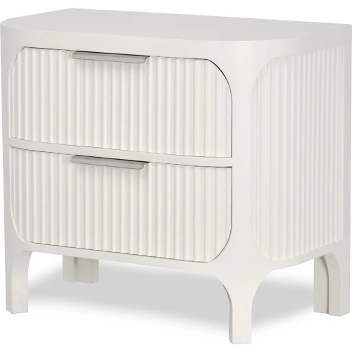 Sea Winds Genevie Reed 2 Drawer Nightstand with Power & USB in Pristine White Finish FL-B49932-WHITE