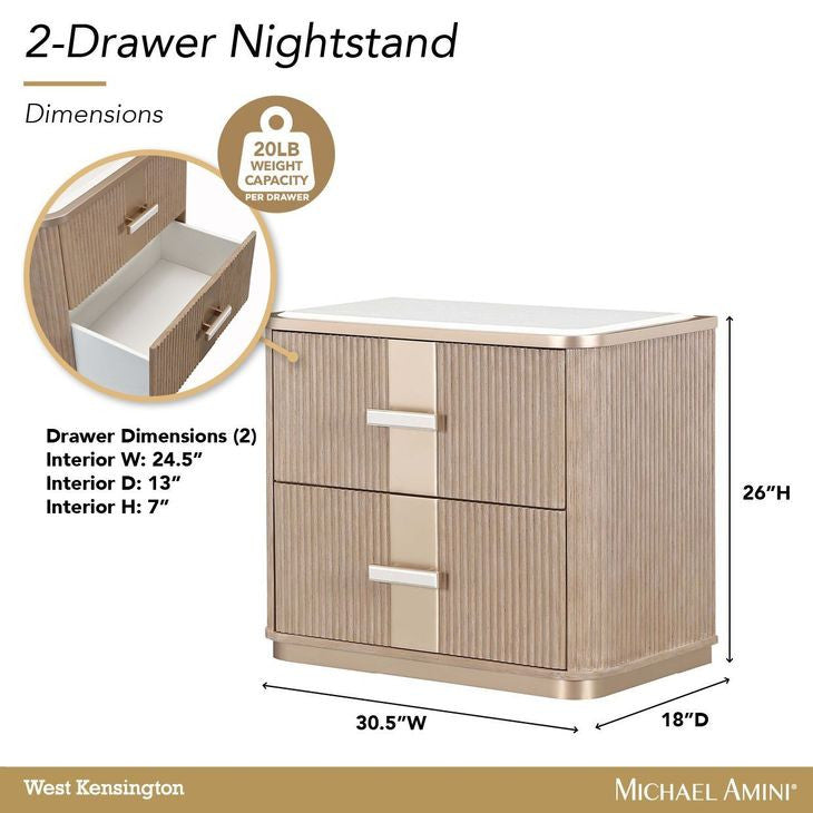 West Kensington Sea Salt Caramel 2 Drawer Nightstand By Michael Amini
