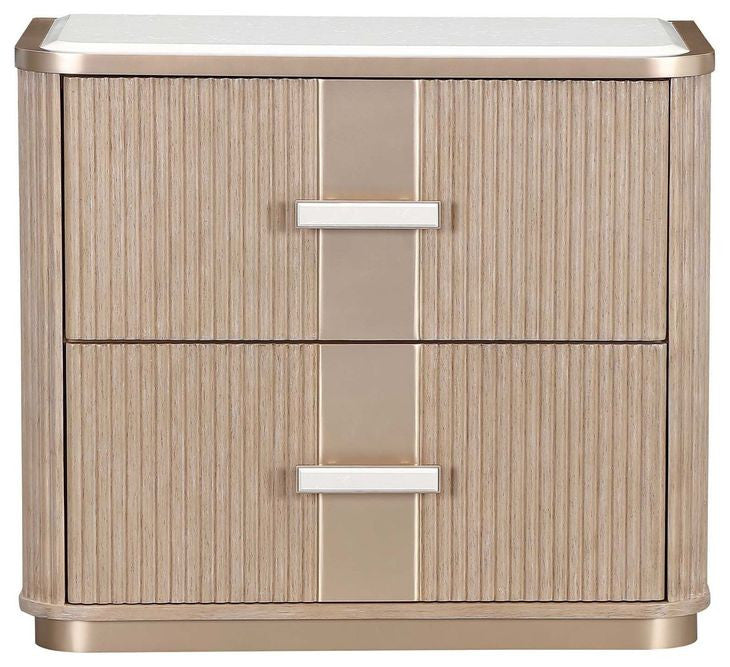 West Kensington Sea Salt Caramel 2 Drawer Nightstand By Michael Amini