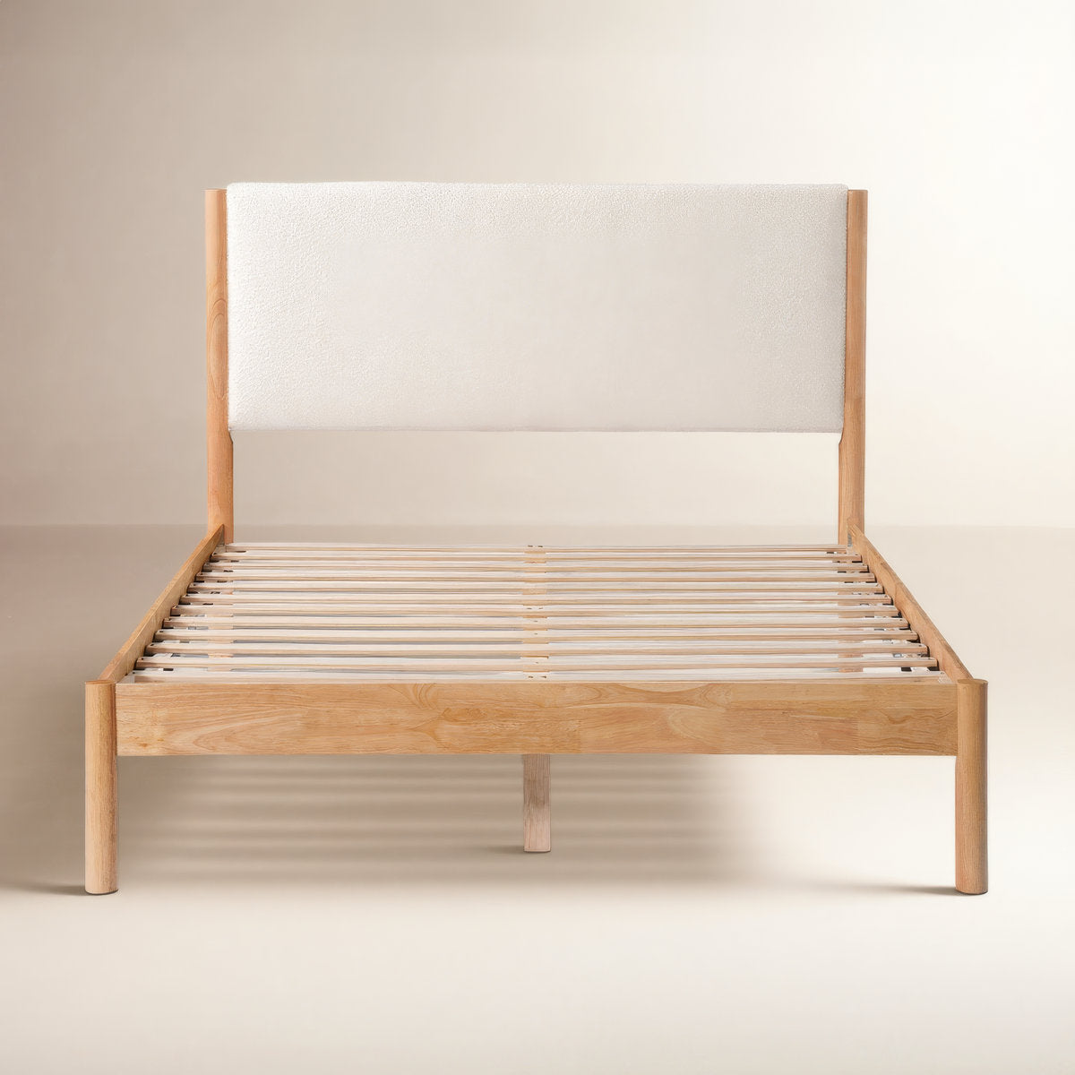 Ardin Solid Wood Queen Bed Frame With Cream Boucle Upholstered Headboard
By Ebern Designs