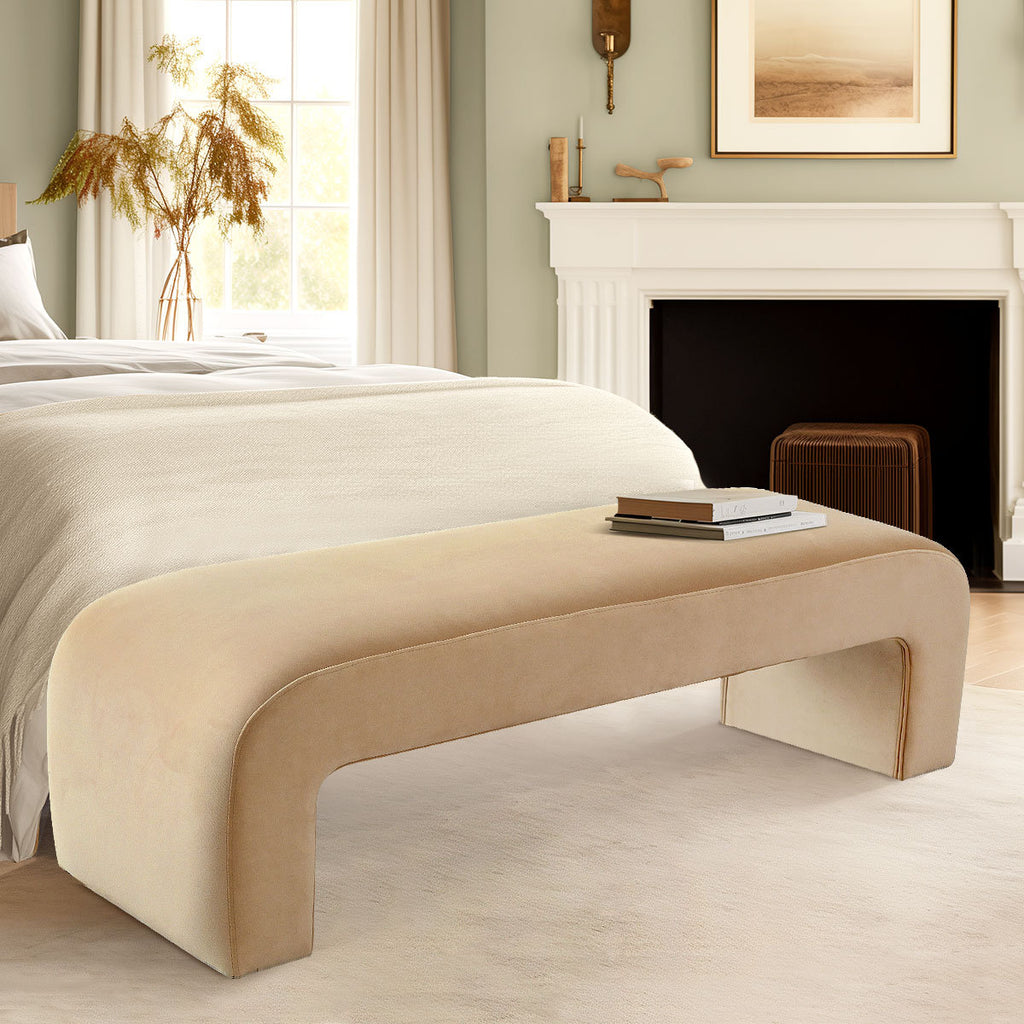 Floranda 60" Fully Velvet Upholstered Waterfall Entryway Bedroom Bench By Mercer41